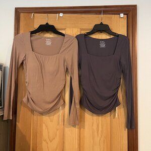 NWT!! OGL Eco-SkinKiss® Square Neck Ruched Brami Tops - 2 pack